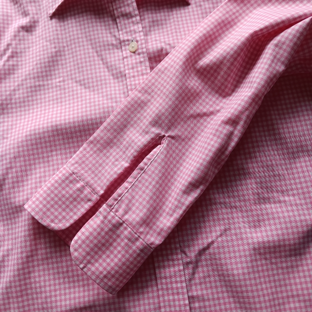 Lauren Ralph Lauren Cotton Gingham Plaid Button Down Shirt Pink White Small - Picture 5 of 12